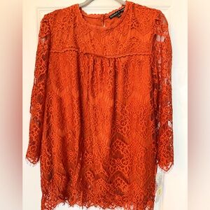 NWT Preston & York Vibrant Orange Lace Blouse